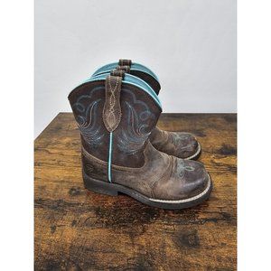 Ariat Fatbaby Heritage Dapper Brown Turquoise Western Boots 10029683 Kids Size 2
